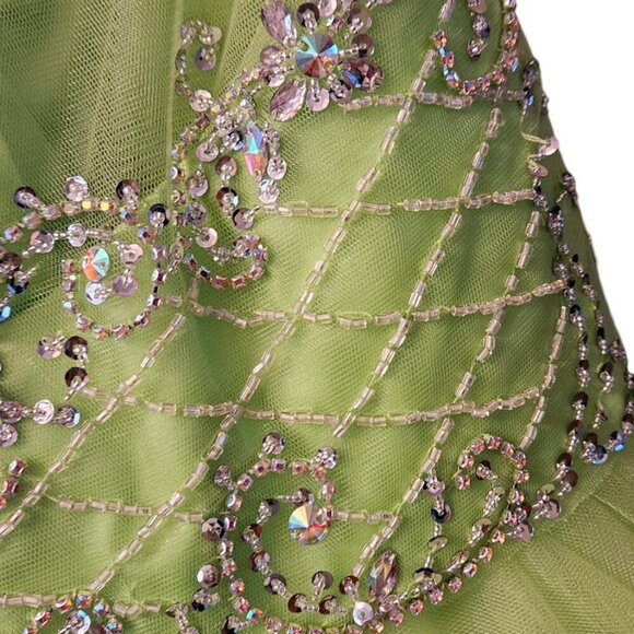 NWT Beaded Embellished and Layered Skirt Short Dress, Lime green, size Large - Picture 6 of 6